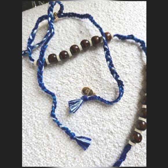 NWOT! Free People X Ariana Ost,Easy Does It Cross Strand Necklace,Blue, MSRP $48 - Picture 10 of 10